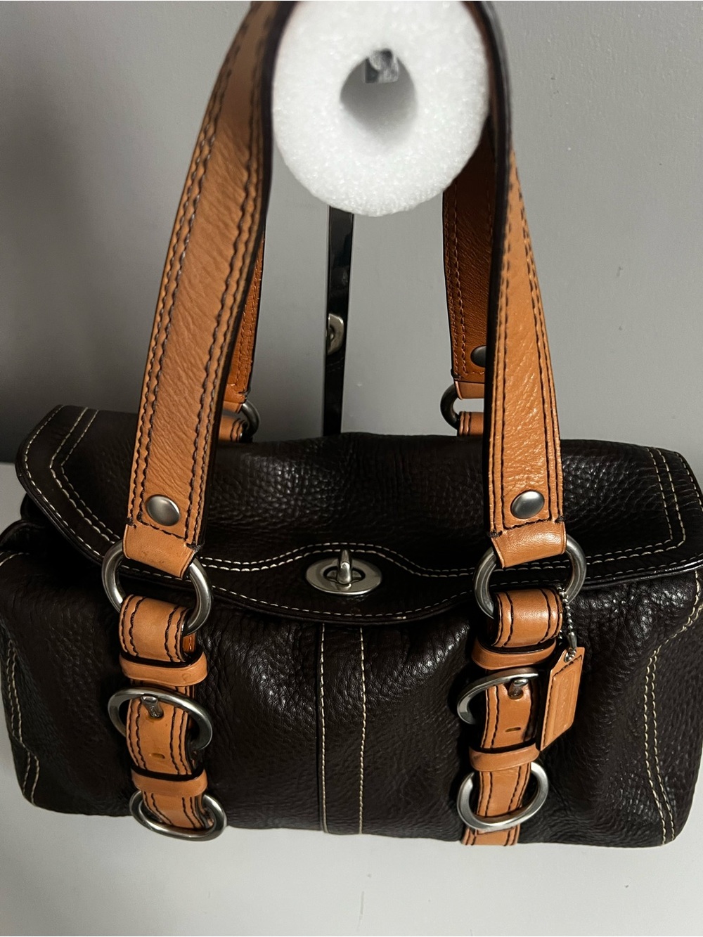 Coach Chelsea Satchel Brown Pebbled Leather F12334 - Picture 3 of 8